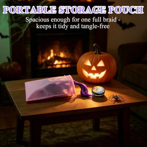 24" Purple Braid Hair & Purple Hair Wax for Kids Halloween Costume - Image 7