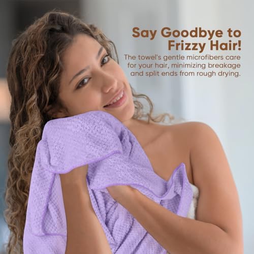 HOMEXCEL 5PK Microfiber Hair Towels, 40x20 in, Fast Drying for Long Hairs - Image 3