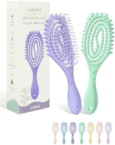 HIPPIH 2 Pack Hair Brush - Wet Dry Detangler Brush, Hair Brushes for Women by HIPPIH