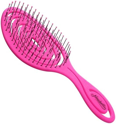 Ninabella Detangler Brush - No Tangle Hair Brush for Women, Fine, Thick and Long Hair - Hairbrush for Wet and Dry Hair, Gentle on the Scalp - Neon Pink - Image 2