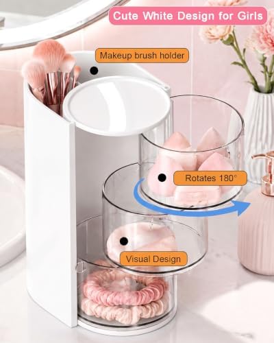 Rotatable 3-layer Hair Accessories Organizer with 200 Hair Ties - Image 4