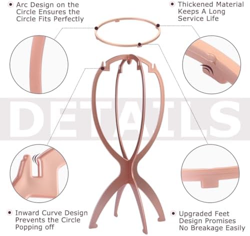 Dreamlover Wig Stand, Rose Gold Finish Wig Head, 3 Pack - Image 3