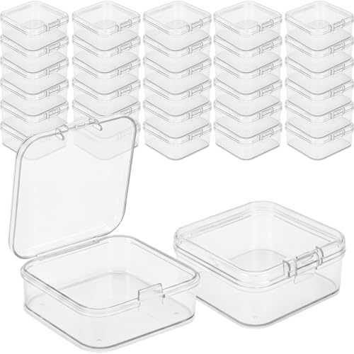 Jetec 30 Pieces Small Clear Plastic Storage Box, 2.9 x 2.9 x 1 Inch by Jetec