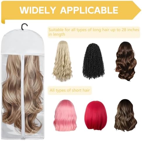 5Pcs 31.5in Hair Extension Holder Wig Storage Bag with Hanger, White - Image 4