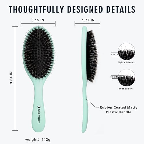 EAGLE FORTRESS Boar Bristle Hair Brush for Fine Hair & Extensions,Turquoise - Image 4