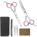 Professional Home Hair Cutting Kit - Quality Home Haircutting Scissors Barber/Salon/Home Thinning Shears Kit with Comb and Case for Men and Women (Pink) by Himart