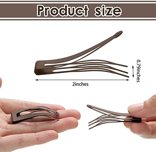 Chinco Dark Brown 24 Pcs Double Grip Hair Metal Snap Clips, 2 Inch - Image 2