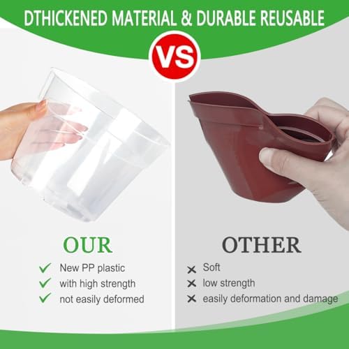 BTPLASTIK Clear Plastic Nursery Pots for Plants, 6 Inch Transparent Plant Pot with Drainage Holes, Flower Pots with Saucers, Seed Starter Pots with 15 Pcs Plant Labels, Gardening Gifts - Image 4