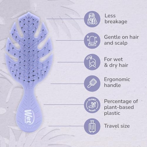 Wet Brush Go Green Mini Detangler, Purple - Detangling Travel Hair Brush - Ultra-Soft IntelliFlex Bristles Glide Through Tangles & Gently Loosens Knots While Minimizing Pain & Breakage (Pack of 2) - Image 3