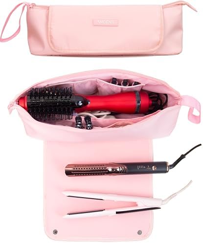 ANGENIL Large Capacity Heat Mat Hot Hair Iron Tools Travel Bag, 2 in 1 Portable Organizer Bags with Large Heat Resistant Mat for Hair Straighteners, Curling Irons, Hot Air Brushes, Travel Essentials by ANGENIL