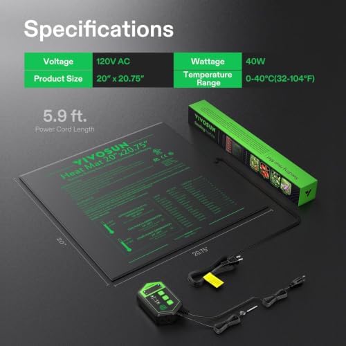 VIVOSUN 20" x 20.75" Seedling Heat Mat and Digital Thermostat Combo Set - Image 2