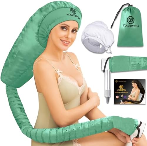 Bonnet Hair Dryer,Hooded Hair Dryer Attachment, Dryer Hooded Diffuser Cap for Curly,Speeds Up Drying Time,Safety Deep Conditioning At Home(Green) by YXBZPU