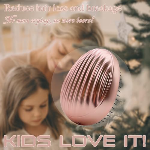 WYNK Mini Travel Detangling Hairbrush Detangler with Cover, Shell Purple - Image 3
