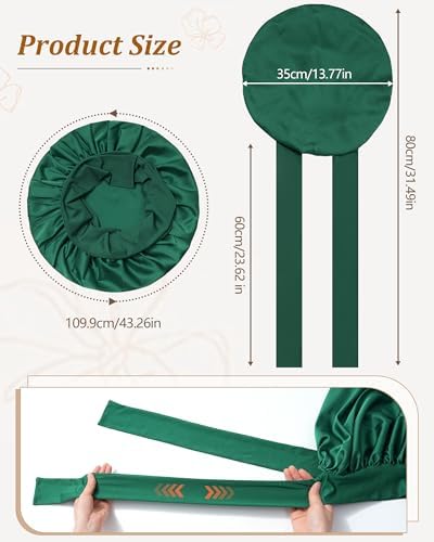 Satin Bonnet for Sleeping Women Silk Sleep Bonnet for Curly Hair Wrap with Elastic Tie Band Night Cap - Image 2