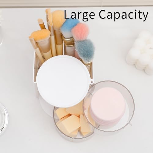 FABROK 2-Layer Hair Accessories Organizer with Hair Brush Holder, White - Image 3