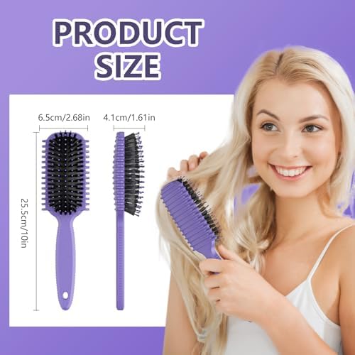 Curl Defining Brush, Curly Hair Brush, Slick Back Hair Brush (Purple) - Image 2