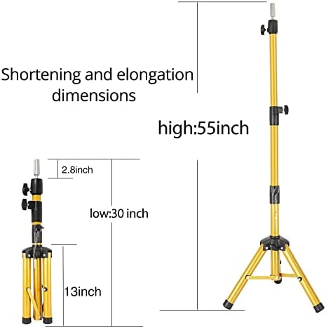 Heavy Duty Wig Stand Tripod - 55 Inch Mannequin Head Stand Wig Head Stand Adjustable Wig Tripod Stand for Styling (Golen,Mannequin Head Not Included) - Image 3