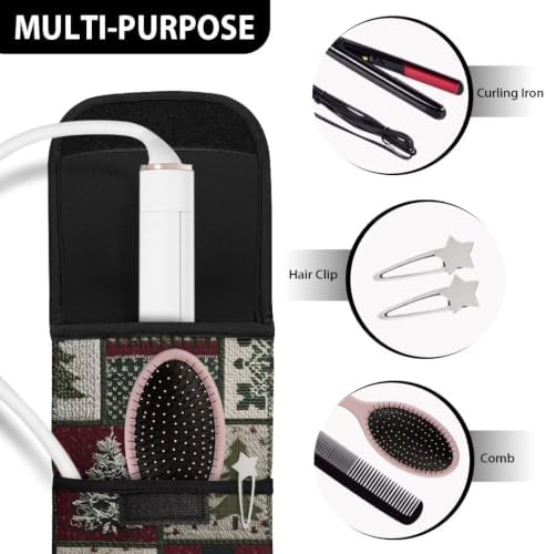 Flashideas Christmas Snowman Plaid Flat Iron Case Heat Resistant Neoprene Curling Iron Cover Bag with Pocket Curling Iron Organizers and Storage for Flat Iron, Straightener, Curling Wand/Curling Iron - Image 7