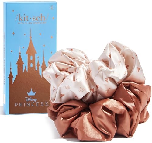 Kitsch & Disney Satin Scrunchies for Women - 2 Pcs, Desert Crown by Kitsch