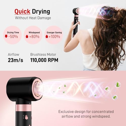 3 in 1 Hair Styler - Fast Drying Hair Dryer & Auto Air Wrap Curlers Set, 1 Inch Curling Iron Long Barrel, Frizz-Free No Heat Damage Hot Air Styler for All Types (Black) - Image 4