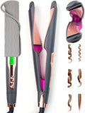 ANGENIL Pro Twist Ceramic Flat Iron 1 Inch, Dual Voltage Hair Straightener and Curler 2 in 1, Multi-Stylers Round Flat Iron Hair Curling Iron, Fast Heating LCD Display, 11 Adjustable Temp (250℉-450 ℉) by ANGENIL