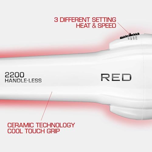 Red by Kiss Handle-Less Ceramic Tourmaline Hair Dryer, 1875W Ergonomic Grip, White, Includes 3 Attachments, For Detangling, Straightening, and Frizz-Free Shine - Image 5