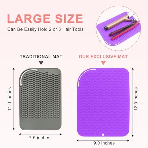 Suafrnut Plus Size Silicone Heat Resistant Mat for Hair Tools(12" x 9") - Image 4