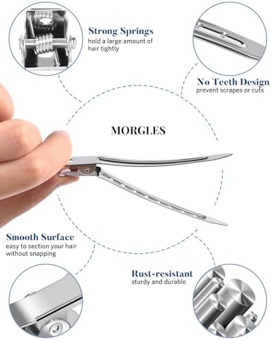 MORGLES 70PCS Metal Hair Styling Clips Set with Rat Tail Combs for Styling - Image 2
