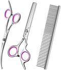 GLADOG Professional 4 in 1 Dog Grooming Scissors Set with Safety Round Tips, Sharp and Heavy-duty Pet Grooming Shears for Cats (Pink) by GLADOG