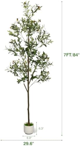 7FT Artificial Olive Tree Indoor Tall Faux with Planter - Image 2