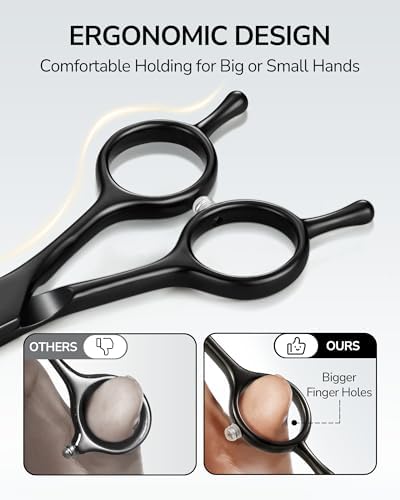 Hair Cutting Scissors, ULG Professional Hair Scissors 6.5” Right-Hand Razor Edge Barber Shears Salon Hair Cutting Shears Made of Japanese Stainless Steel, Hand Sharpened Black - Image 4