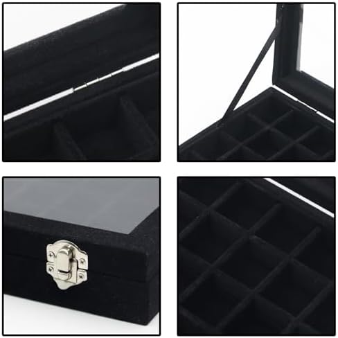 24 Grid Jewelry Box, Ring Display Organiser Box, Black - Image 3