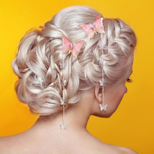 PAGOW 8pcs Butterfly Hair Tassel Clips, Cute Alligator Barrettes - Image 6