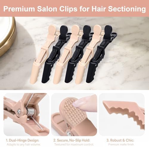 30 Pack Alligator Hair Clips, Sectioning Clips for Salon Coloring, Cutting & Styling, Durable Plastic Barber Hairdressing Tools, Strong Grip Crocodile Clips for Women Men Kids (Black+Dusty Pink) - Image 3