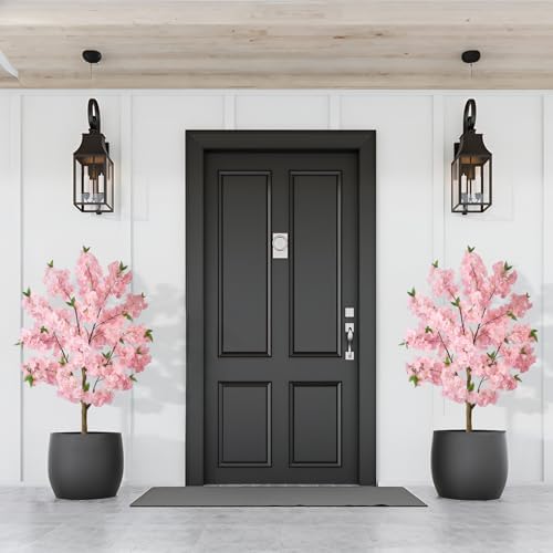 2 Pack Pink Artificial Cherry Blossom Tree, 4FT Faux Sakura Flowers Decor - Image 6