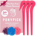 THE PONY PICK Rubber Bands Cutter for Hair Removal - Pain-Free Hair Band Remover - Easy 3 Pack with 50 Colored Elastics by ThePonyPick
