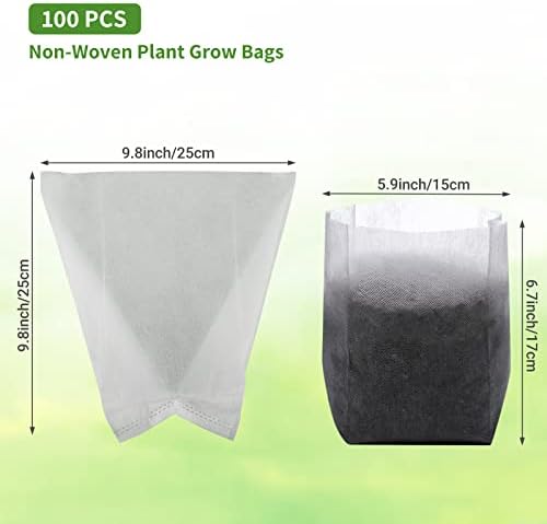GREANER 100pcs Biodegradable Nursery Bags, 9 x 9inch Seed Planting Bags, Planting Seed Starting Pots Pouches, Standable Pouch for Potato, Flower, Tomato Plant Starts - Image 2