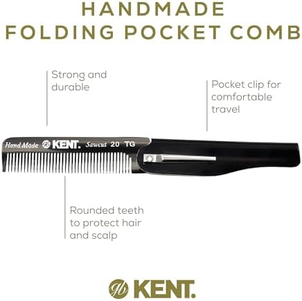 Kent 20T Black Graphite Handmade Folding Pocket Comb for Men, Fine Tooth Hair Comb Straightener for Everyday Grooming Styling Hair, Beard or Mustache, Use Dry or with Balms, Saw Cut, Made in England - Image 4