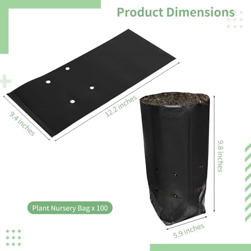 OMISTAR 100 PCS Plant Nursery Bags, Plastic Seedling Pots Container for Fruit Tree Flower Plant Grow, Plant Nursery Bags for Gardening Transplant - Image 3