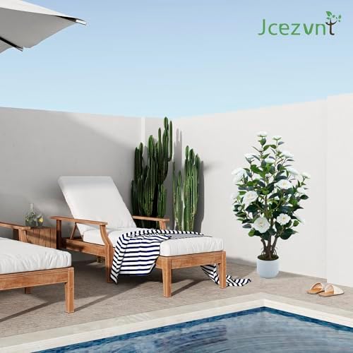 2 Pack Artificial Camellia Tree with White Pot, 38" Faux Potted Plants for Indoor Outdoor Decor, Tall Silk Greenery Plant for Home Offce Living Room Balcony, White - Image 7