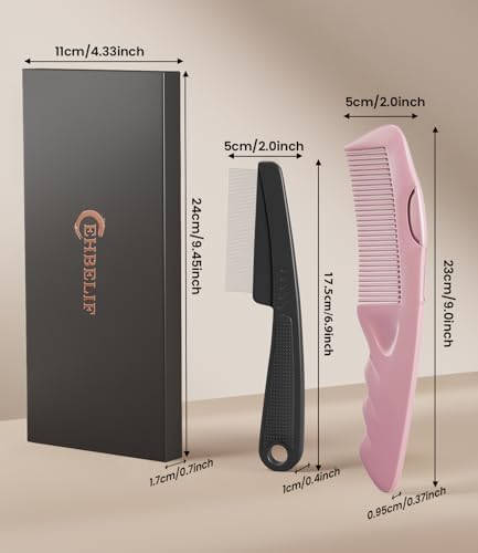 Dandruff Comb Removal 2PC Hollow Fine Tooth Scalp Detox Hair Care Tool Pink - Image 6