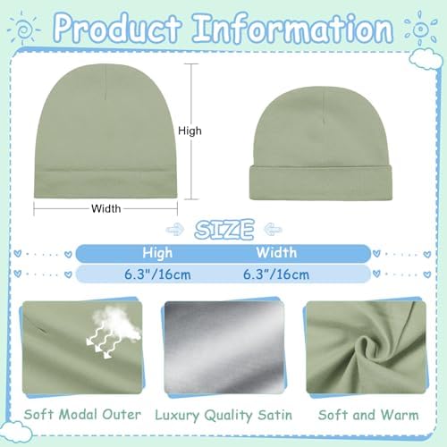 6 Pcs Satin Lined Baby Beanie Newborn - Image 2