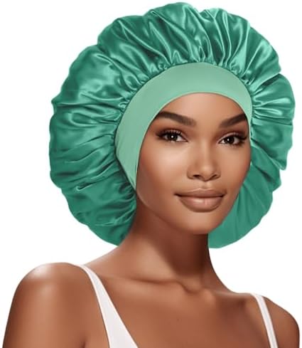 Extra Large Satin Bonnet Hair Cap, 17inches Silk Bonnet for Sleeping by DUOMODRAGON