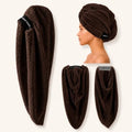 – Microfiber Hair Towel Wrap for Women, Super Absorbent, Quick Dry, Lightweight, Anti-Frizz, Long Thick Curly Hair (Deep Espresso Brown, Medium) by SmartHairTowel