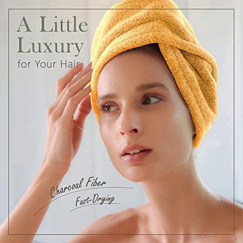 myHomeBody Hair Towel Wrap, Quick Drying Turban, Absorbent Cap – Mango - Image 2