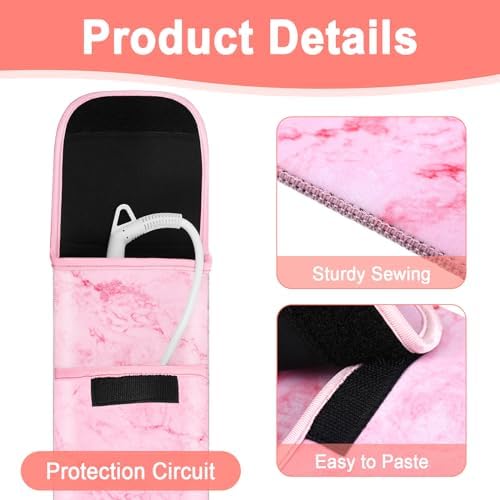 Shappy 2 Pcs Heat Resistant Flat Iron Travel Case with Mat,Pink Marble - Image 3