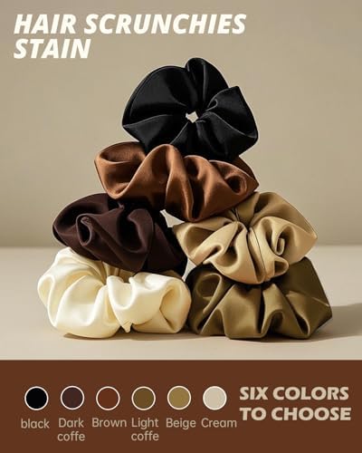 Hair Accessories Kit with 18 Stain Scrunchies for Women(S/M/L), 20 No Damage Seamless Hair ties, 100 Bobby Pins, Travel Organizer Box & Gift Pouch(6 Neutral Colors) - Image 2