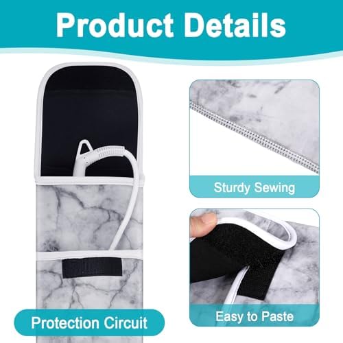 Shappy 2 Pcs Heat Resistant Curling Iron Flat Iron Travel Case,Marble - Image 5
