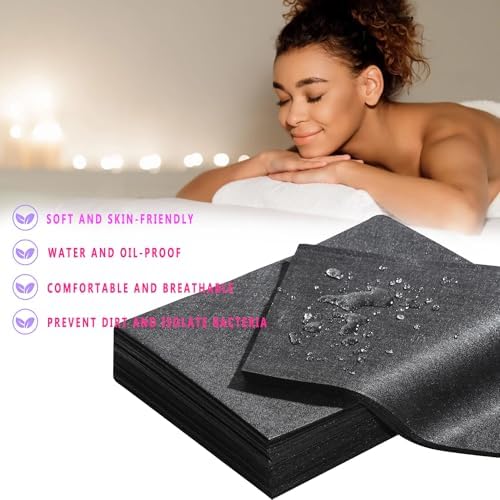 Disposable Bed Sheets 100 Pcs 31" x 71" Massage Table Sheets Non Woven Fabric SPA Bed Cover Breathable for Massage Beauty Tattoos（Black） - Image 2