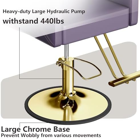 LOUVIXA Barber Chairs for Hair Stylist, Height Adjustable Hydraulic Salon Chair, 360 Degrees Rotation, Multi-Function Shampoo Chair for Salon Home Barbershop (Purple) - Image 6